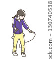 Illustration of a girl skipping rope 130740538