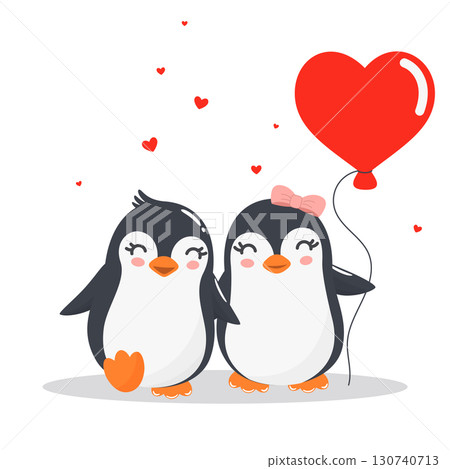 couple cute penguins couple cute penguins 130740713