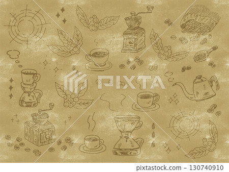 手繪咖啡插圖集（背景） 130740910