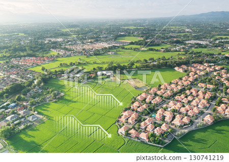 Land in aerial view with concept of land value. Land in aerial view with concept of land value. 130741219