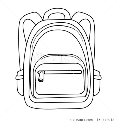Minimalist backpack outline with multiple zipper pockets 130742018