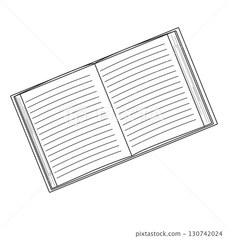 Open blank lined notebook with hardcover on white background 130742024