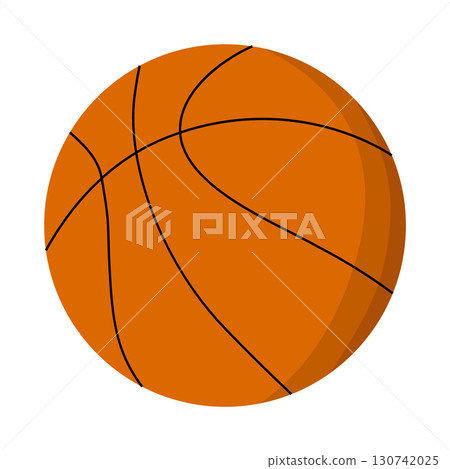 Classic orange basketball with black lines against white background 130742025