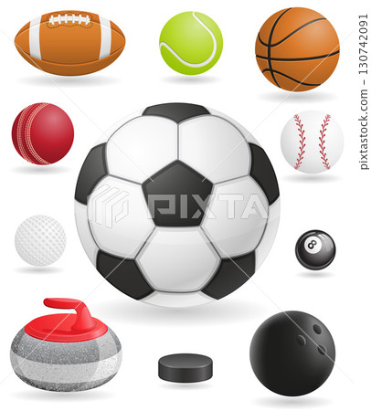 balls for sport game cartoon stock vector illustration 130742091
