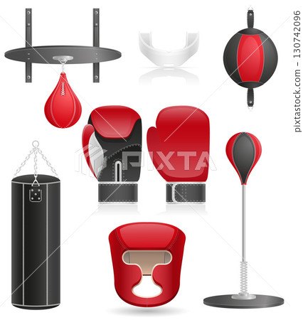 boxing items equipment cartoon stock vector illustration 130742096