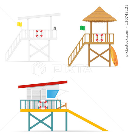 tower lifeguard  beach to save drowning people cartoon stock vector illustration 130742123