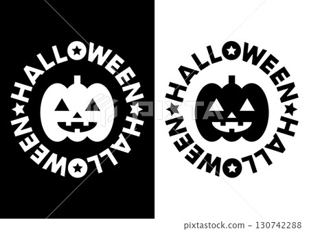 Halloween pumpkin black and white icon illustration 130742288