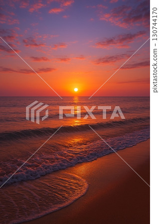 魔幻時刻，波光粼粼的大海和日落美景 130744170
