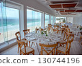 elegant banquet tables prepared for a conference or a party indoors 130744196