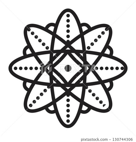 Infinity sign, flower, mandala, harmony symbol. Recycling, cyclicality. Black line vector icon. Outline monochrome illustration 130744306