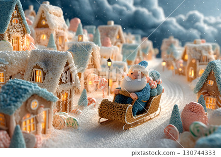 Whimsical Gingerbread Village with Santa Sleigh Whimsical Gingerbread Village with Santa Sleigh 130744333