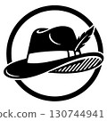 hat with feather icon, outline style 130744941