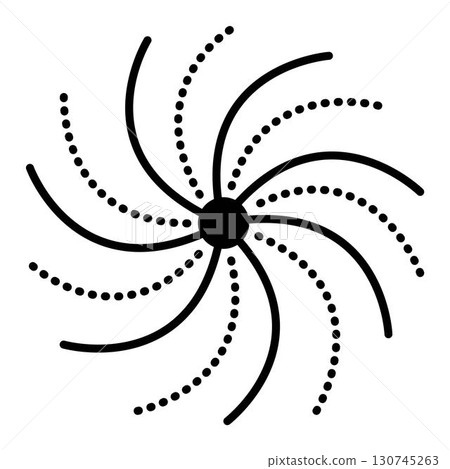 Spiral, clockwise rotation. Recycling, cyclicality, natural phenomena. Black line vector icon. Outline monochrome sign 130745263