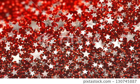 Abstract shiny background with blue glitter. Scattered confetti sparkles with light blue pastel color. Generated AI. 130745887