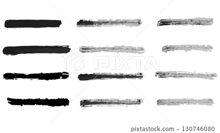 Set of text boxes with strokes, brush texture banners, grunge style, collection of vector paint brush strokes, black rectangular long strokes drawn with wide brush, grunge elements 130746080