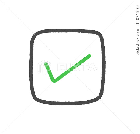 複選框和綠色複選標記 - 簡單的手寫待辦事項清單完成和批准圖像 130746165