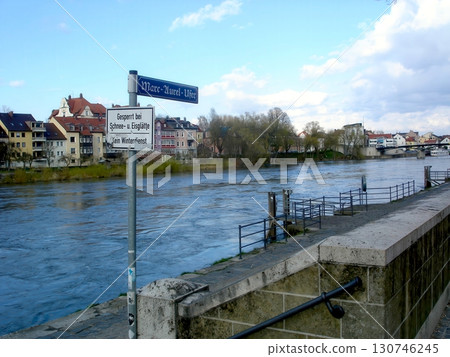 Exploring Regensburgs Danube River Embankment Signpost and Scenic Views Exploring Regensburgs Danube River Embankment Signpost and Scenic Views 130746245