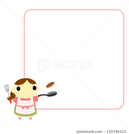 A woman in an apron cooking with a frame A woman in an apron cooking with a frame 130746325