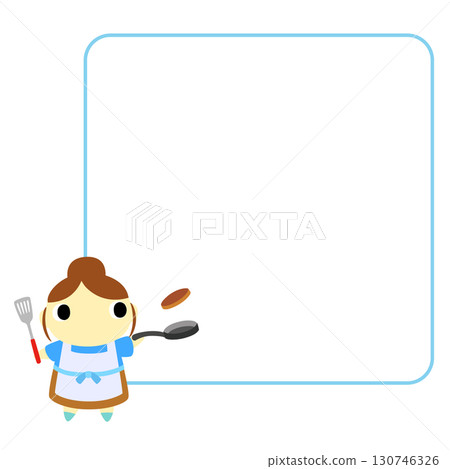 A woman in an apron cooking with a frame 130746326