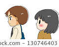 Girl looking at a man's profile 130746403
