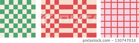 Christmas patterns set. Merry Christmas backgrounds, seamless patterns. Plaid, Checked pattern Christmas patterns set. Merry Christmas backgrounds, seamless patterns. Plaid, Checked pattern 130747018