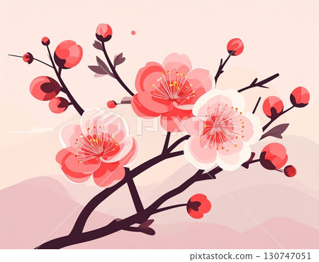 Plum blossom simple illustration 130747051