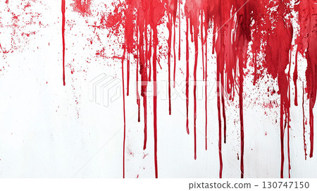 Abstract background of drip splash of red paint on white 130747150