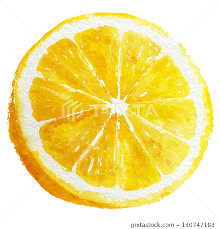 Watercolor lemon slice illustration, fruit material, PNG cutout 130747183