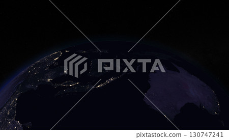 Planet Earth focused on Australia and Southeast Asia by night. Illuminated cities on dark side of the Earth. Elements of this image furnished by NASA 130747241