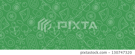Vegetable Seamless Pattern and Banner. Illustration in Geometric Line art Style in a Vector Illustration 130747320
