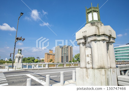 Okazaki City, Tonobashi Bridge's main pillars and Okazaki Castle Okazaki City, Tonobashi Bridge's main pillars and Okazaki Castle 130747466