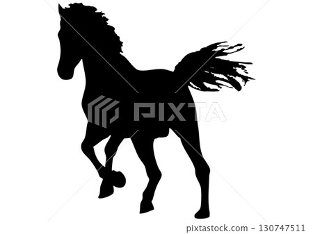 Silhouette of a running horse 130747511