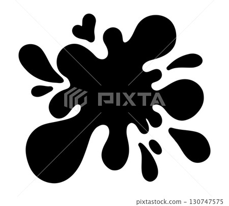Black paint drop and splatter. Hand drawn ink stain with drip shadow effect. Grunge abstract sketch Black paint drop and splatter. Hand drawn ink stain with drip shadow effect. Grunge abstract sketch 130747575