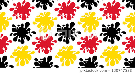 Seamless pattern with paint splashes. Abstract vector background in the colors of the German flag.  130747588