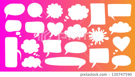 Big speech bubble set of empty white in cartoon  130747590