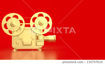 The Gold camera for cinema or entertainment concept 3d Rendering The Gold camera for cinema or entertainment concept 3d Rendering 130747610
