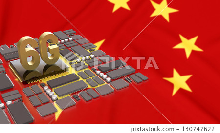 The 6G Technology on IC PCB board for Technology concept 3d Rendering. 130747622