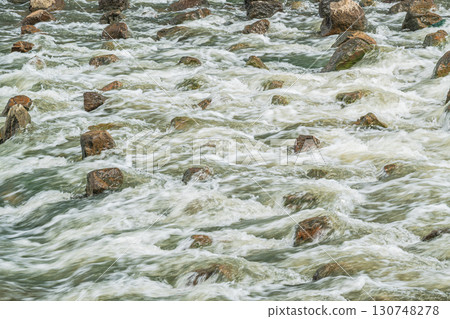 The Amano River turns muddy after the rain in Hirakata City, Osaka Prefecture The Amano River turns muddy after the rain in Hirakata City, Osaka Prefecture 130748278