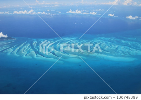 The beautiful blue topography of the Bahamas' coral reefs and deep waters 130748389