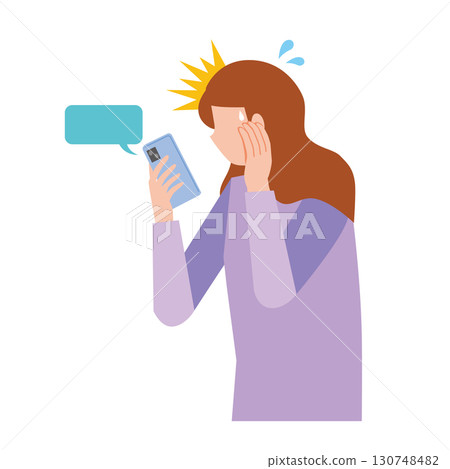 一名女子接到電話時感到驚訝 一名女子接到電話時感到驚訝 130748482