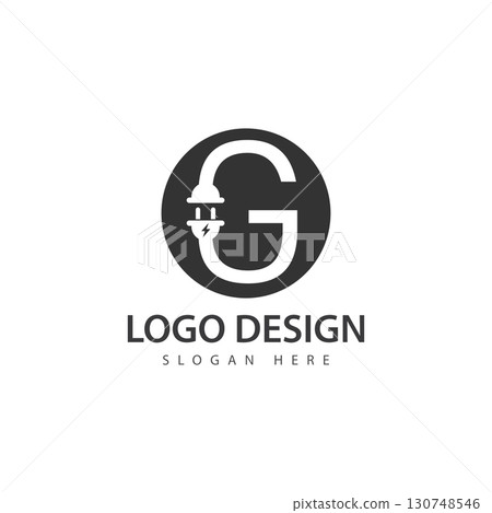 letter electric plug symbol logo vector letter electric plug symbol logo vector 130748546