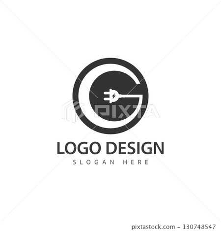 letter electric plug symbol logo vector letter electric plug symbol logo vector 130748547
