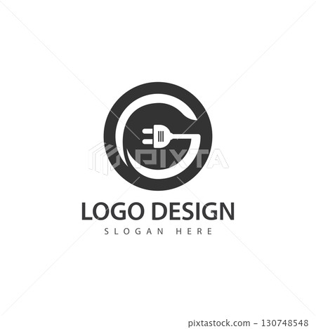 letter electric plug symbol logo vector 130748548