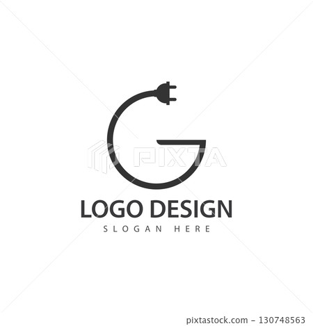 letter electric plug symbol logo vector letter electric plug symbol logo vector 130748563