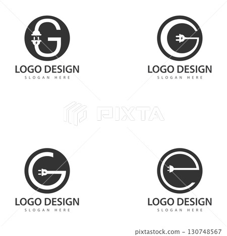 letter electric plug symbol logo vector 130748567