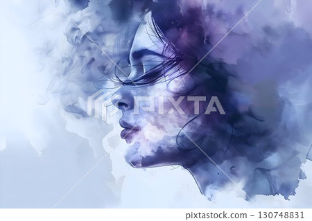 woman struggling with depression, anxiety, and mental health challenges watercolor woman struggling with depression, anxiety, and mental health challenges watercolor 130748831