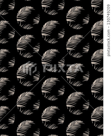 repeating black and white pattern of stylized palm leaves arranged in rows repeating black and white pattern of stylized palm leaves arranged in rows 130749209