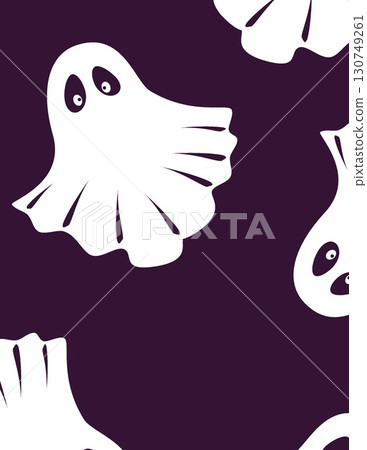 halloween themed ghost and skull patterns on dark background for festive decoration halloween themed ghost and skull patterns on dark background for festive decoration 130749261