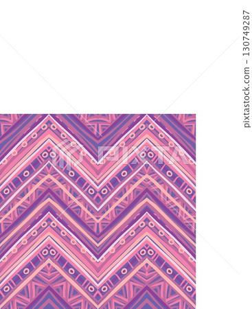 intricate geometric pattern with vibrant pink purple and orange hues for decorative design 130749287