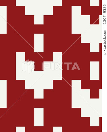pixelated red and white abstract geometric pattern resembling a digital mosaic design 130749526